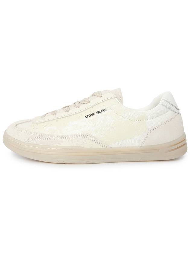 Rock Logo Print Suede Low Top Sneakers Plaster - STONE ISLAND - BALAAN 5