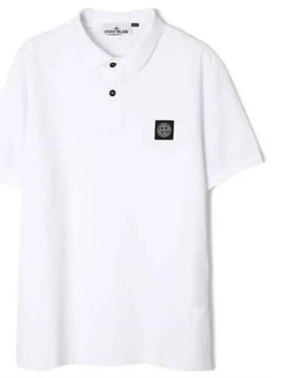 Pique Stretch Cotton Short Sleeve Polo Shirt White - STONE ISLAND - BALAAN 2