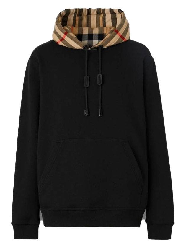 Check Hood Cotton Hoodie Black - BURBERRY - BALAAN 1