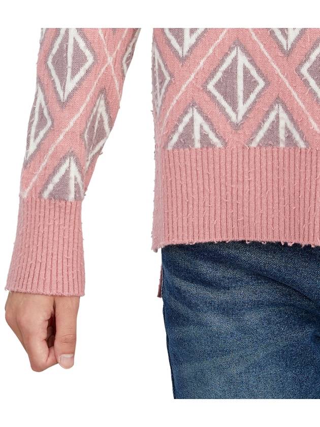 CD Diamond Motif Pattern Wool Knit Top Pink - DIOR - BALAAN 9