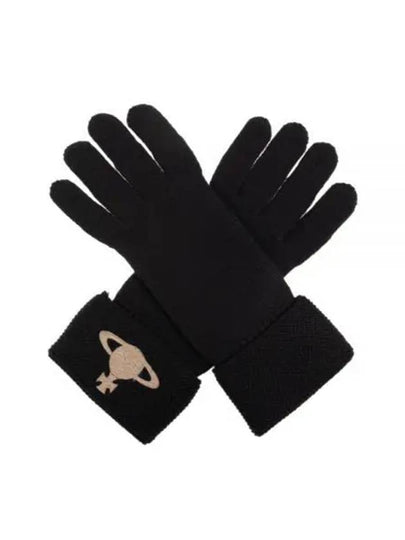 Logo Knit Gloves Black - VIVIENNE WESTWOOD - BALAAN 2