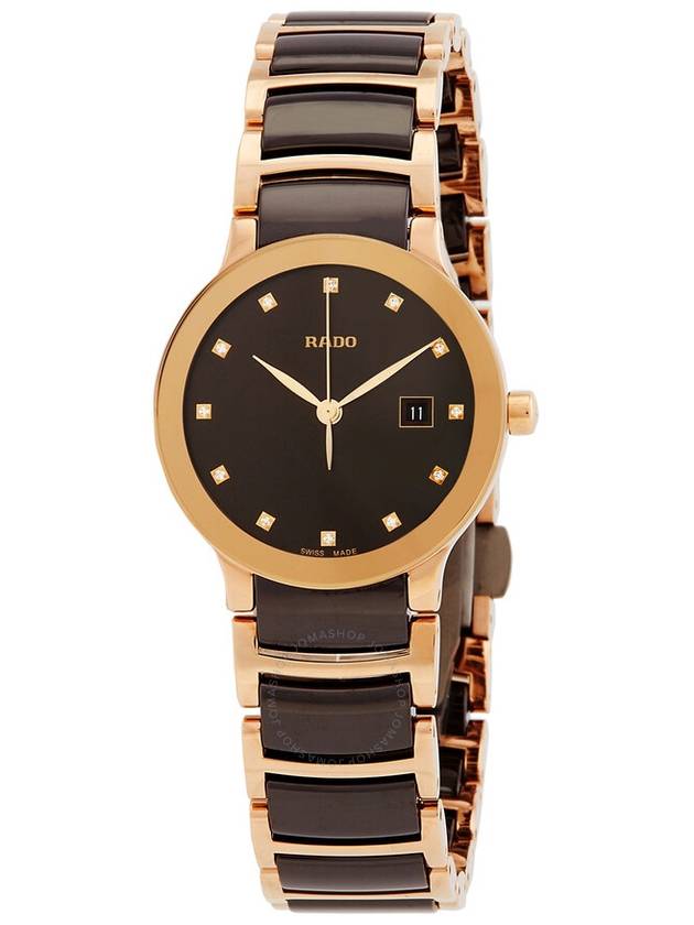 Rado Centrix Quartz Diamond Brown Dial Ladies Watch R30555724 - RADO - BALAAN 1