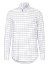 Striped Check Oxford Long Sleeve Shirt Grey - THOM BROWNE - BALAAN 1