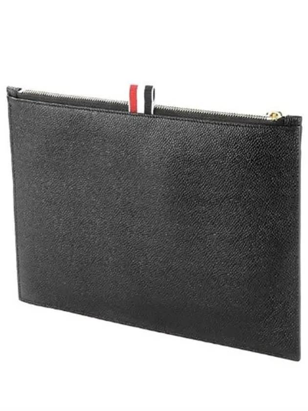 RWB Tab Leather Document Small Clutch Bag Black - THOM BROWNE - BALAAN 3