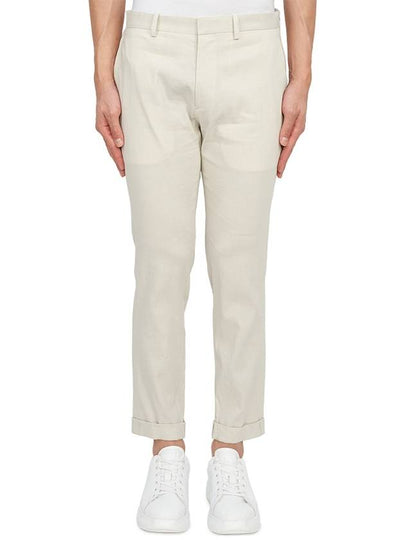 Men's Linen Viscose Straight Pants Ivory - THEORY - BALAAN 2