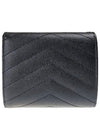 Monogram Cassandra Matelasse Half Wallet Black - SAINT LAURENT - BALAAN 4