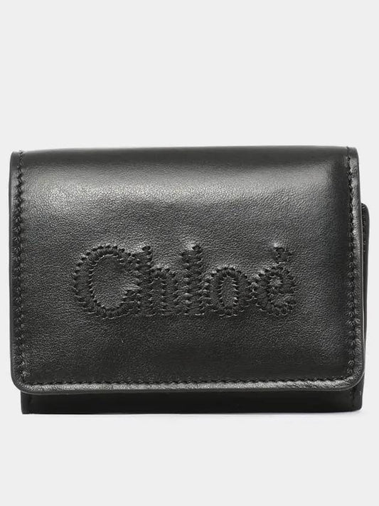 Embroidered Logo Leather Bicycle Wallet Black - CHLOE - BALAAN 2