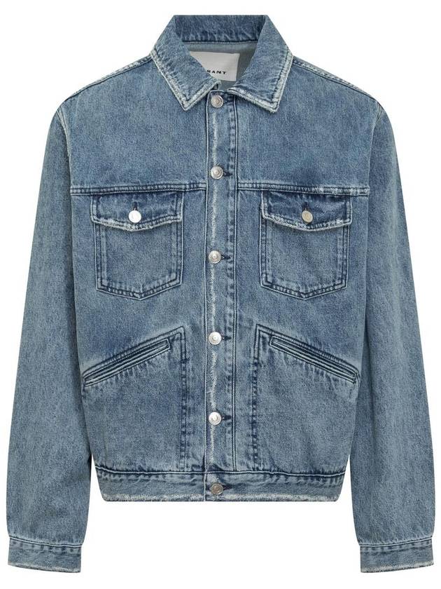 Jango Embroidered Logo Denim Jacket Blue - ISABEL MARANT - BALAAN 2