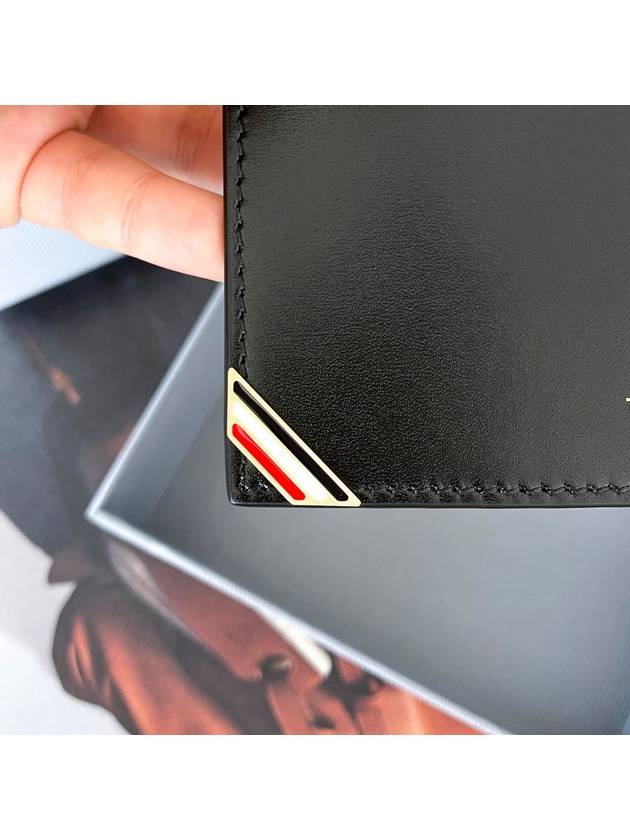 Three Stripe Tab Enamel Corner Zipper Card Wallet Black - THOM BROWNE - BALAAN 5