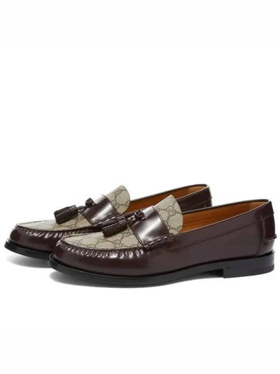 Tassel GG Supreme Canvas Leather Loafers Brown - GUCCI - BALAAN 2