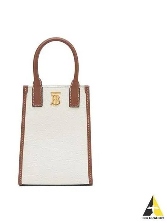 Frances Canvas Leather Mini Tote Bag Ecru Tan - BURBERRY - BALAAN 2