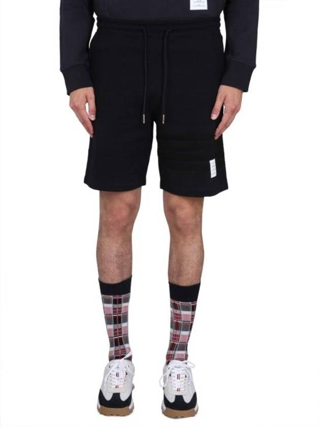 Seersucker Loopback 4-Bar Sweat Shorts Navy - THOM BROWNE - BALAAN 2