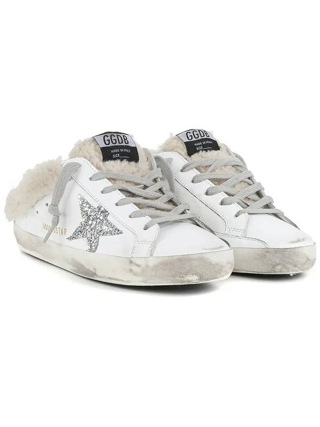 Superstar Sabot Glitter Shearing Lining Leather Low Top Sneakers Silver White - GOLDEN GOOSE - BALAAN 4