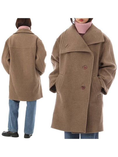 Funnel Neck Breasted Single Coat Light Brown - ACNE STUDIOS - BALAAN 2