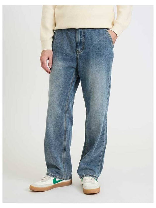 Wide fit banding denim pants WASHED BLUE - BLACKBROWN - BALAAN 2