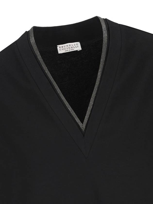 Monilli V-neck short sleeve t-shirt black - BRUNELLO CUCINELLI - BALAAN 4