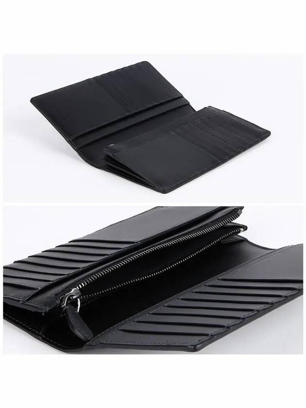 Logo Checked Leather Long Wallet Charcoal - BURBERRY - BALAAN 6