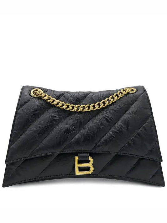 Quilted Crush Medium Chain Shoulder Bag Black - BALENCIAGA - BALAAN 2