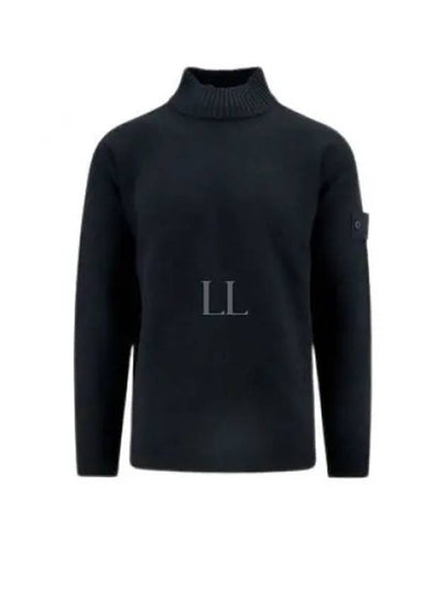 Ghost Piece Mock Neck Virgin Wool Knit Top Black - STONE ISLAND - BALAAN 2