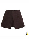 Gabardine Wrap Effect Mini A-Line Skirt Brown - MSGM - BALAAN 2