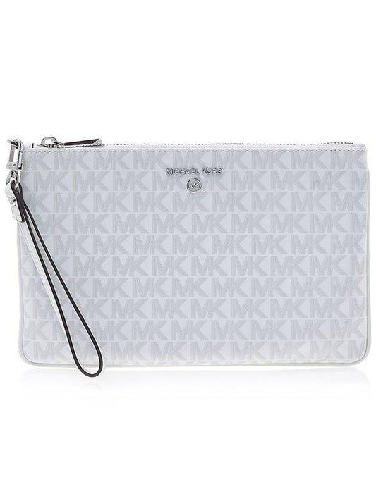 Jet Set Charm Logo Embellished Wristlet Clutch Bag White - MICHAEL KORS - BALAAN 2