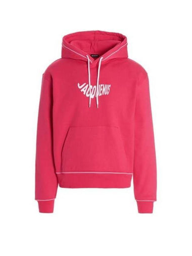 Vague Wave Logo Cotton Hoodie Pink - JACQUEMUS - BALAAN 1