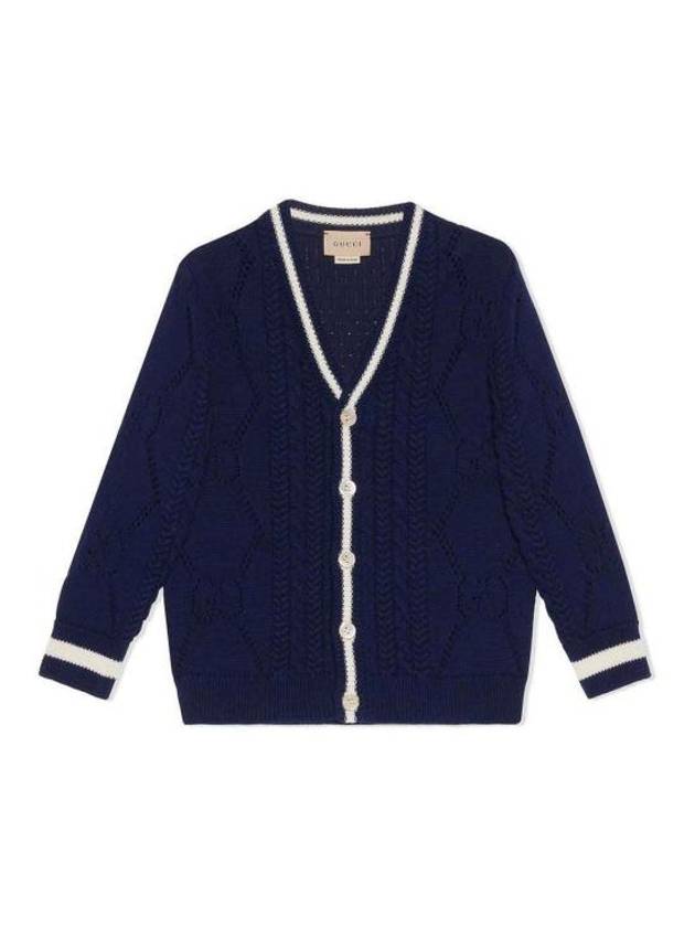 Kids V-Neck Cardigan Navy - GUCCI - BALAAN 1