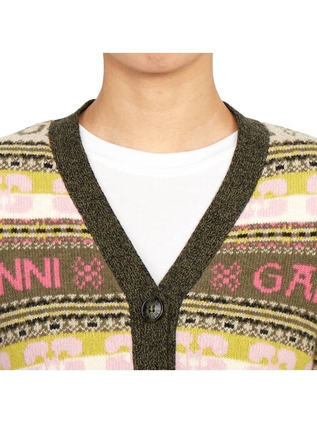 Women's Jacquard Logo Motif Cardigan Kalamata - GANNI - BALAAN 7