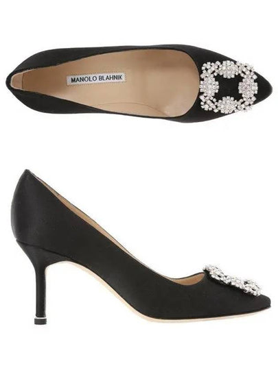 Hangisi Satin Jewel Pumps Heel 70mm Black - MANOLO BLAHNIK - BALAAN 2