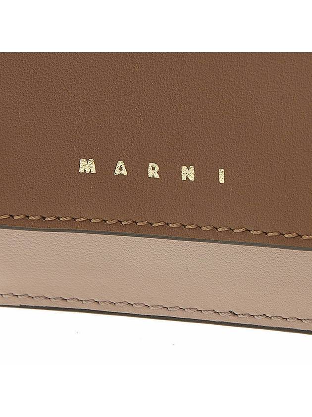 Saffiano Leather Tri-fold Half Wallet Brown - MARNI - BALAAN.