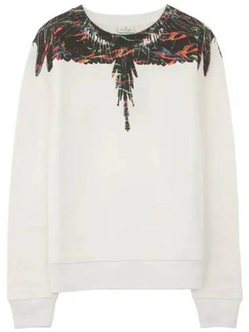 CMBA009S196300240188 Fluo Wing Printing Crew Neck White Multicolor Men s Sweatshirt TR 270636 - MARCELO BURLON - BALAAN 1