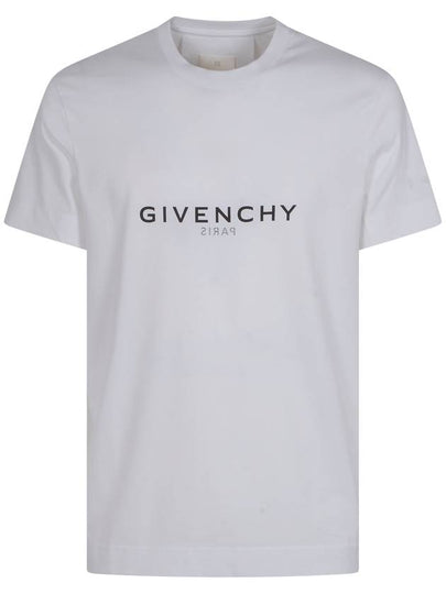 Men's Reverse Logo Round Slim Short Sleeve T-Shirt White - GIVENCHY - BALAAN 2