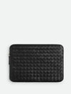 Getaway Intrecciato Leather Clutch Bag Black - BOTTEGA VENETA - BALAAN 1