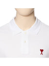 Heart Logo Polo Shirt White - AMI - BALAAN 5