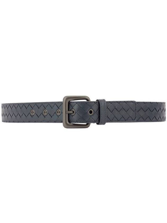 Intreciato Leather Belt Navy - BOTTEGA VENETA - BALAAN 1