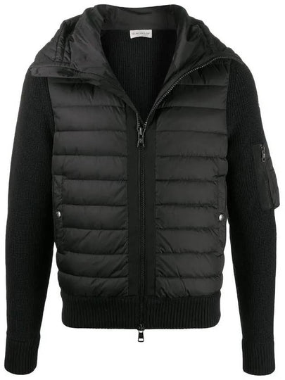 Logo Patch Padded Wool Cardigan Black - MONCLER - BALAAN 2