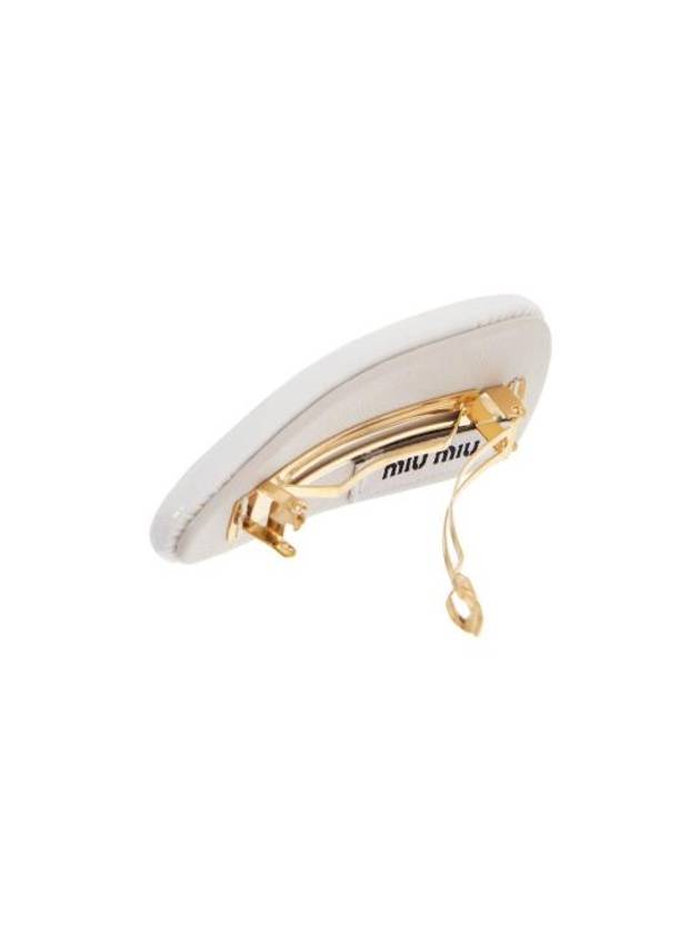 Logo Patent Leather Hair Clip White - MIU MIU - BALAAN 4