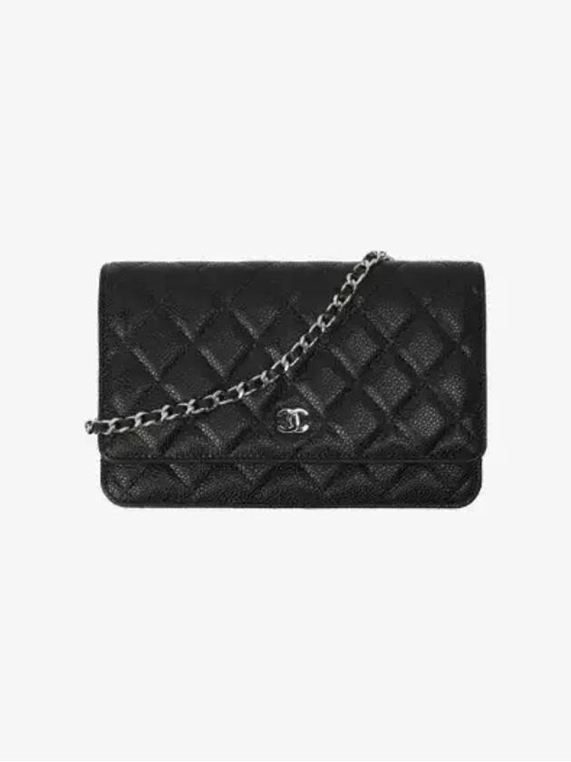 Classic Crossbag On Chain Grained Calfskin & Silver Black - CHANEL - BALAAN 9