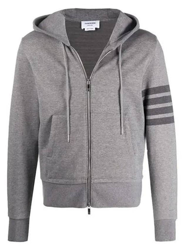 Men's Diagonal Armband Loopback Relaxed Fit Zip Up Hoodie Grey - THOM BROWNE - BALAAN 1