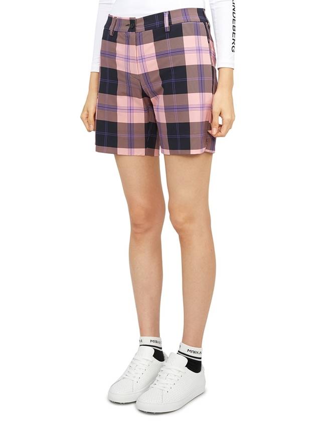 Women's Check Golf Shorts Pink - HYDROGEN - BALAAN 3