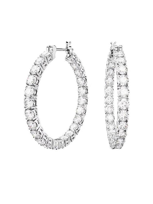 Matrix Hoop Earrings Silver - SWAROVSKI - BALAAN 1