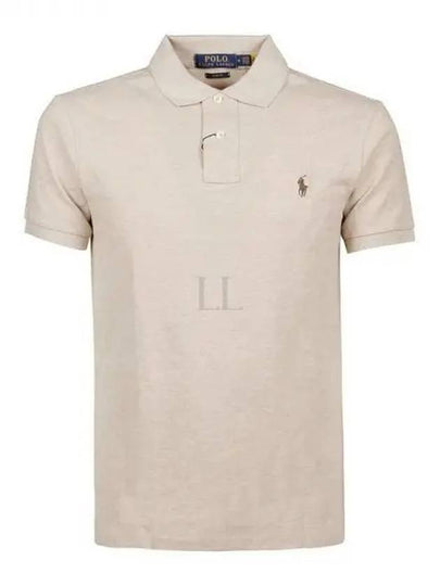 Embroidered Pony Logo Brown Polo Shirt Beige - POLO RALPH LAUREN - BALAAN 2