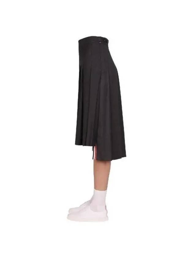 Super 120S Twill Below Knee Pleated Skirt Dark Grey - THOM BROWNE - BALAAN 5