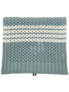 Merino Wool Chunky Pointelle 4 Bar Muffler Blue - THOM BROWNE - BALAAN 2