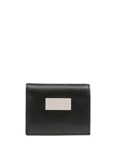 Logo Decorated Leather Half Wallet Black - MAISON MARGIELA - BALAAN 1