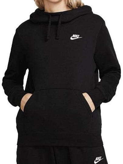 Sportswear Club Fleece Funnel-Neck Hoodie Black - NIKE - BALAAN 2