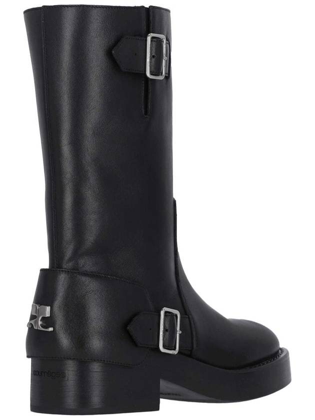 Americana Harness Leather Middle Boots Black - COURREGES - BALAAN 5