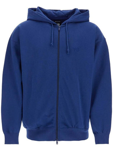 men's blue zip hoodie in cotton with recycled polyester - Y-3 - BALAAN 1