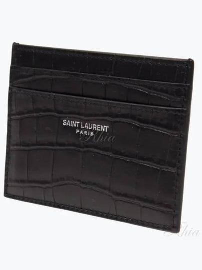 Classic Logo Crocodile Card Wallet Black - SAINT LAURENT - BALAAN 2