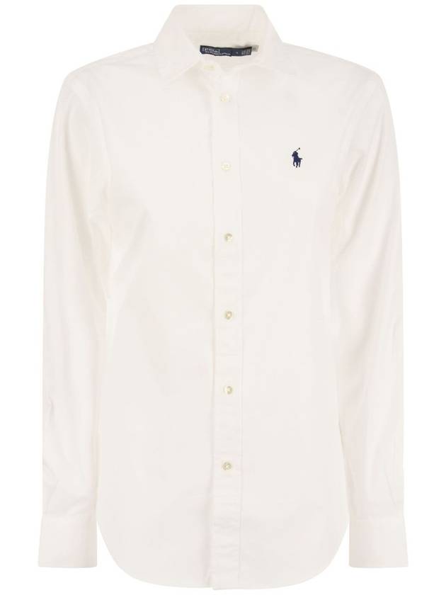 Embroidered Pony Logo Cotton Long Sleeve Shirt White - POLO RALPH LAUREN - BALAAN 2